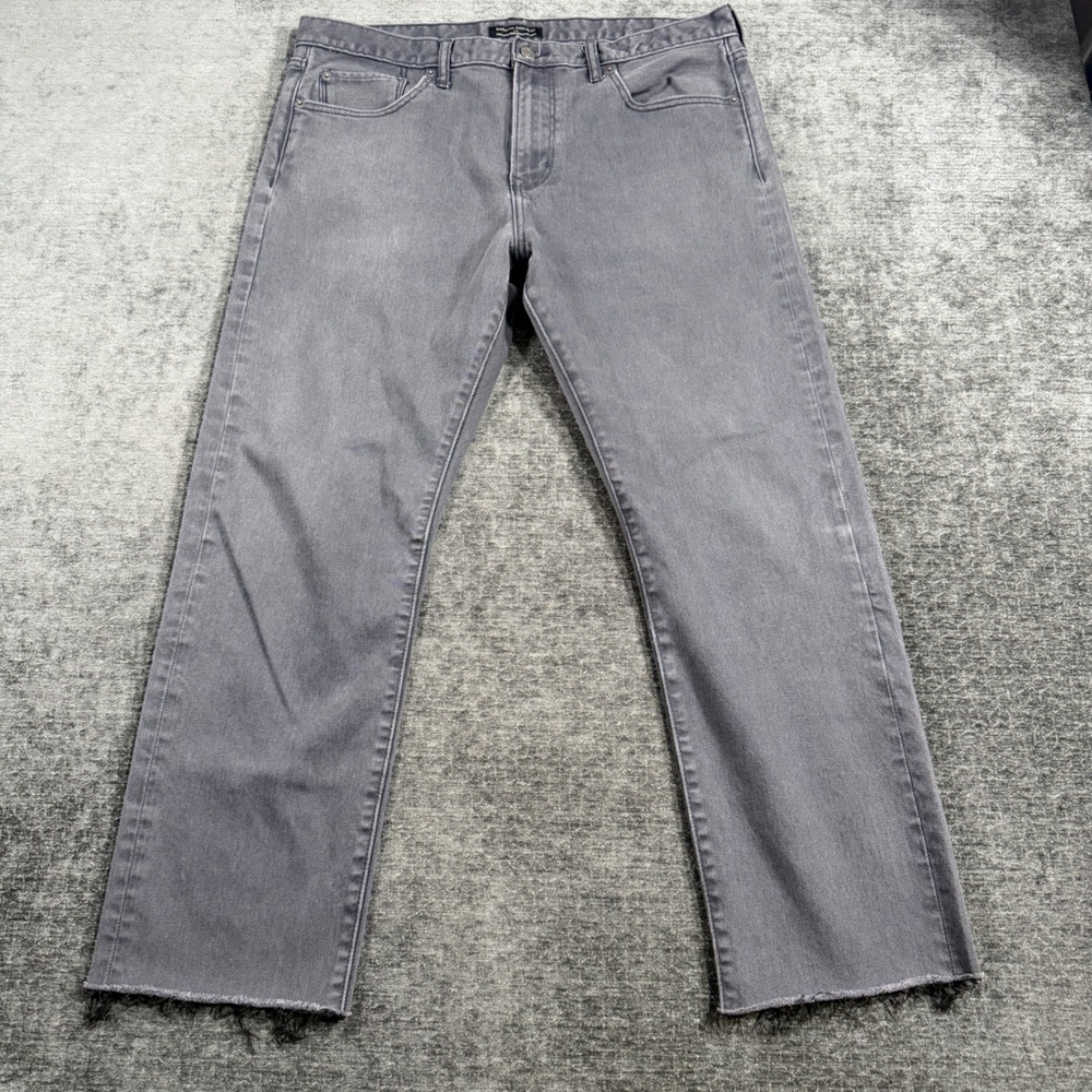 Banana Republic Premium Performance Jeans Mens 36 Gray Raw Hem Straight Leg